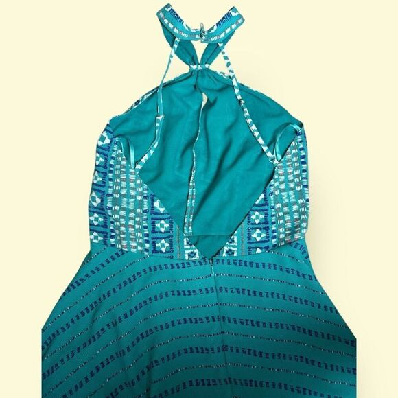 BCBG MAXAZRIA Danela Bluesurf Combo Halted Scarf Dress | US Size 8 - Picture 4 of 6